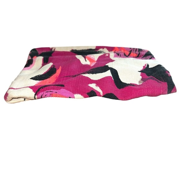 Kate Spade canvas floral bow clutch leather handle zipper closure wristlet - Picture 7 of 11